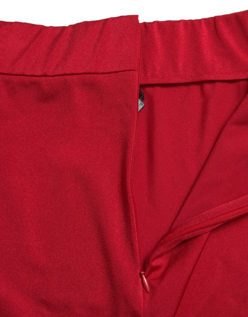 Dolce & Gabbana Chic Red High Waist Leggings Women's Pants