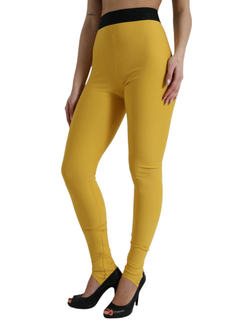 Dolce & Gabbana Yellow Nylon Stretch Leggings Women's Pants