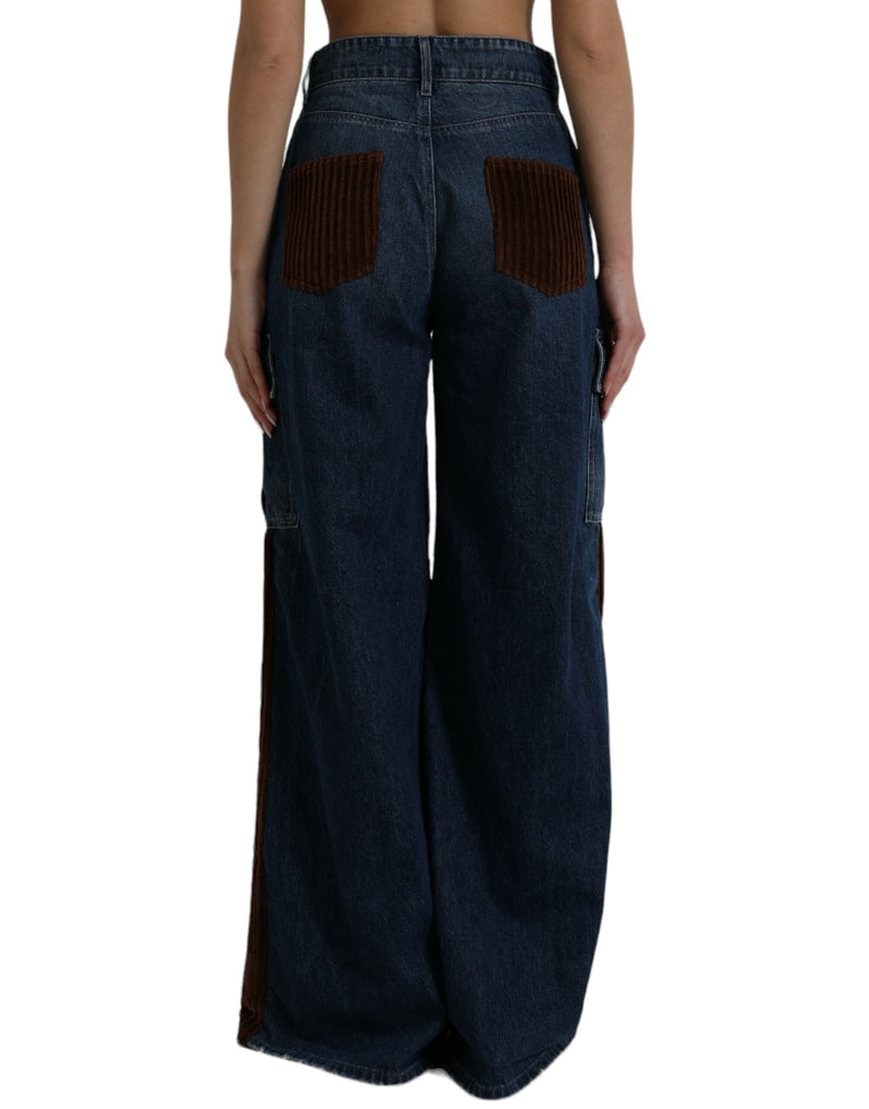 Dolce & Gabbana Elegant High-Waist Corduroy Cargo Women's Jeans