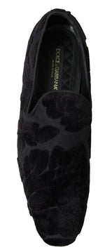 Dolce & Gabbana Black Brocade Loafers Formal Men's Shoes