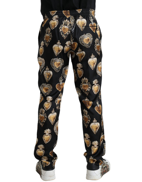 Dolce & Gabbana Chic Heart Print Silk Pajama Men's Pants