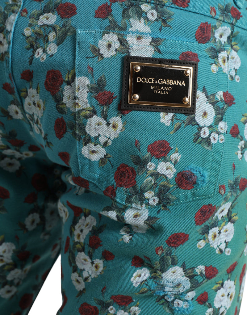 Dolce & Gabbana Chic Floral Skinny Denim Men's Jeans