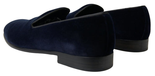 Dolce & Gabbana Elegant Blue Velvet Loafers for Men's Men