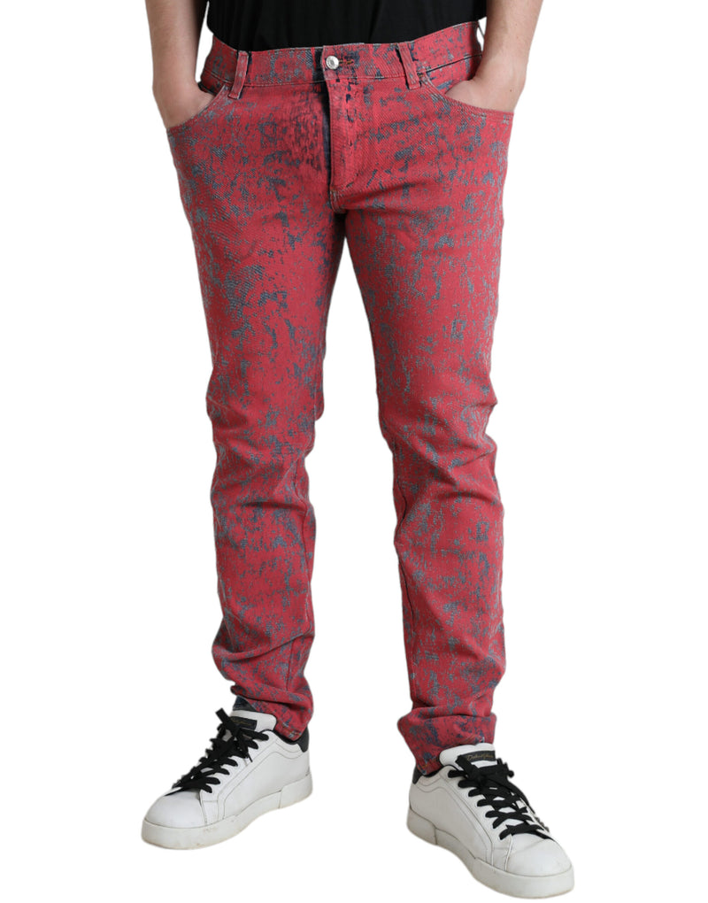 Dolce & Gabbana Red Tie Dye Skinny Denim Men's Jeans