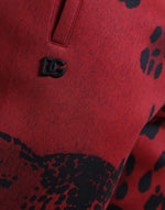 Dolce & Gabbana Elegant Leopard Print Joggers in Red and Men's Black