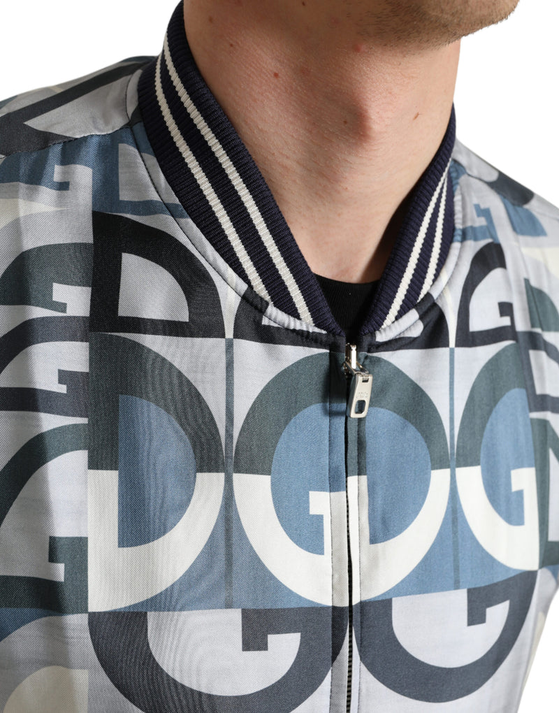 Dolce & Gabbana Multicolor Silk Bomber Jacket - Classic Men's Elegance
