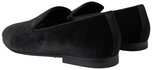 Dolce & Gabbana Elegant Velvet Black Loafers for Men's Men