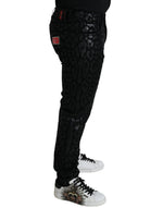 Dolce & Gabbana Exquisite Slim-fit Patterned Black Men's Jeans