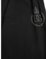 Dolce & Gabbana Elegant Black Cotton Joggers with Logo Men's Embroidery
