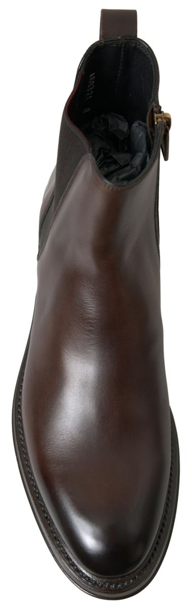 Dolce & Gabbana Brown Leather Chelsea Mens Boots Men's Shoes