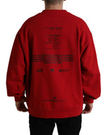 Dolce & Gabbana Stunning Red Graphic Print Crewneck Men's Sweater
