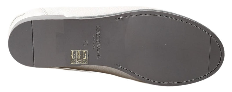 Dolce & Gabbana Elegant Light Grey Leather Men's Loafers