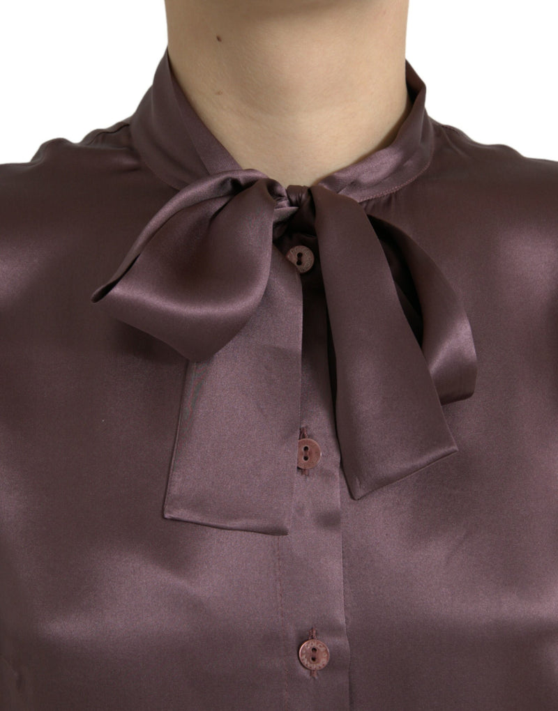 Dolce & Gabbana Elegant Silk Ascot Collar Women's Blouse