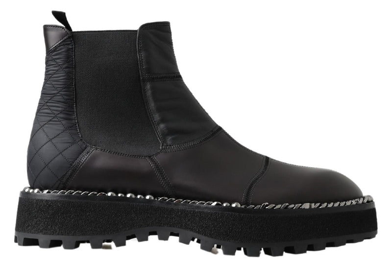 Dolce & Gabbana Elegant Black Ankle Stretch Slip On Men's Boots