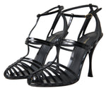 Dolce & Gabbana Elegant Black Leather Stiletto Women's Sandals