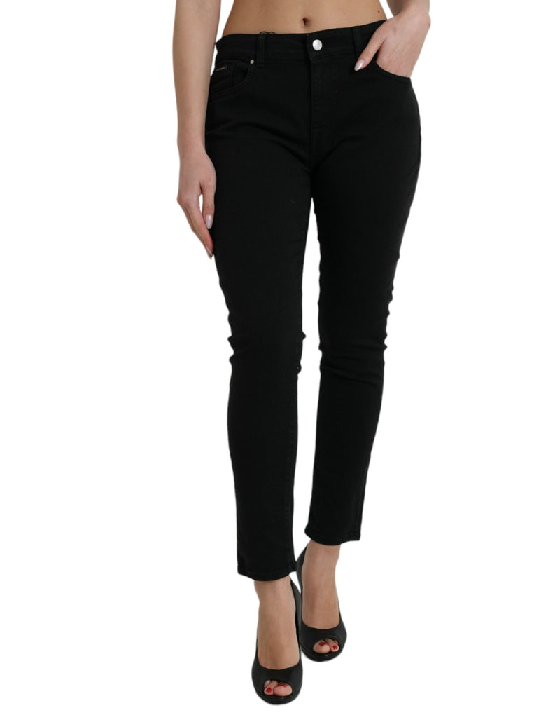 Dolce & Gabbana Elegant Mid Waist Stretch Jeans in Women's Black