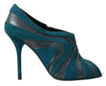 Dolce & Gabbana Chic Blue Peep Toe Stiletto Ankle Women's Booties