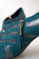 Dolce & Gabbana Chic Blue Peep Toe Stiletto Ankle Women's Booties