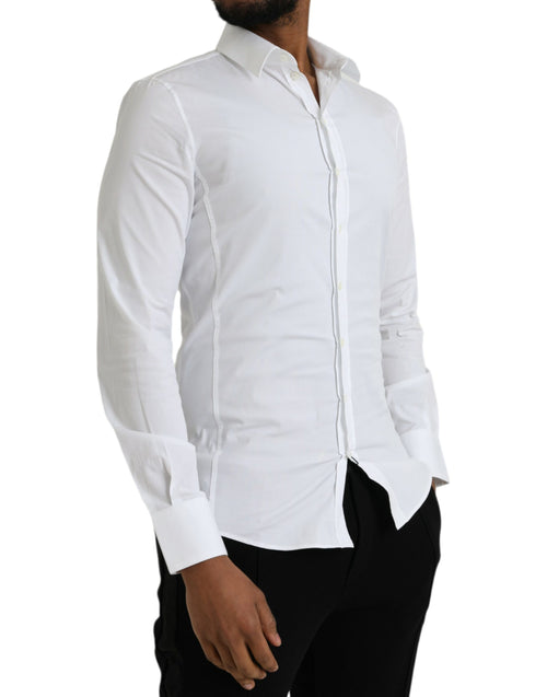 Dolce & Gabbana White Cotton Stretch Formal SICILIA Men's Shirt