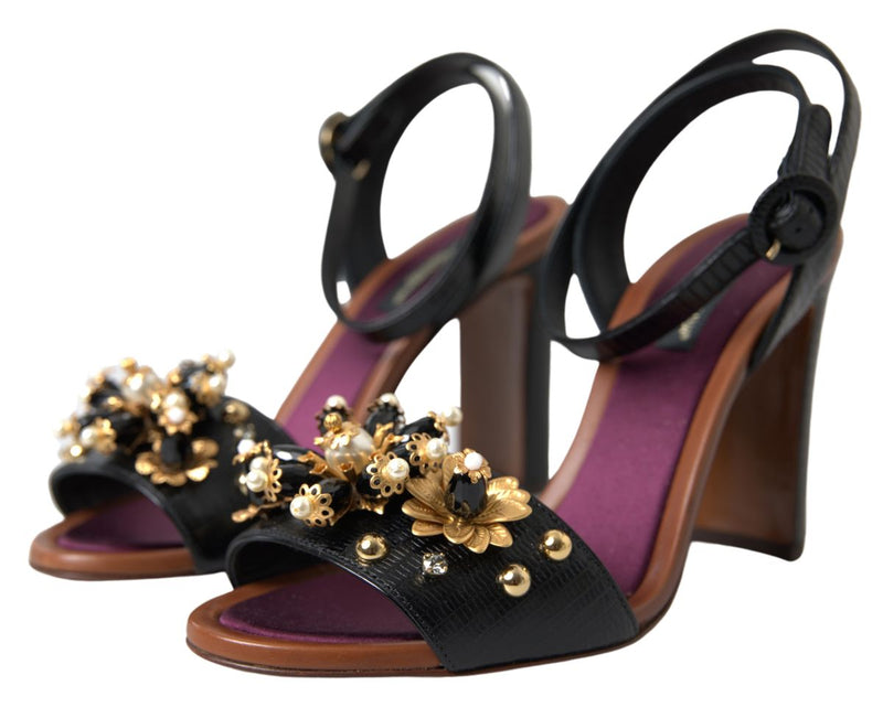 Dolce & Gabbana Elegant Embellished Leather Women's Sandals
