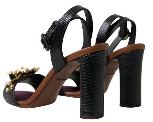 Dolce & Gabbana Elegant Embellished Leather Women's Sandals