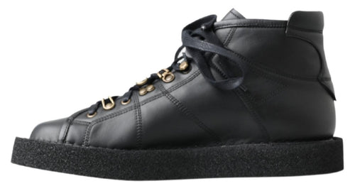 Dolce & Gabbana Black Leather Slip on Stretch Men's Boots