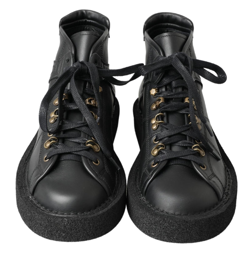 Dolce & Gabbana Elegant Ankle Boots with Silver Chain Men's Detail