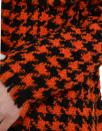Dolce & Gabbana Elegant Houndstooth Long Coat in Vibrant Women's Orange