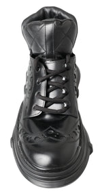 Dolce & Gabbana Elegant Black Leather Ankle Men's Boots