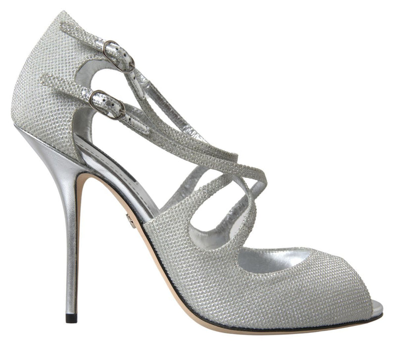 Dolce & Gabbana Elegant Shimmering Silver High-Heeled Women's Sandals