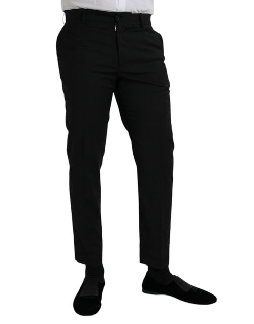Dolce & Gabbana Black Wool SlimFit Dress Formal Men's Pants