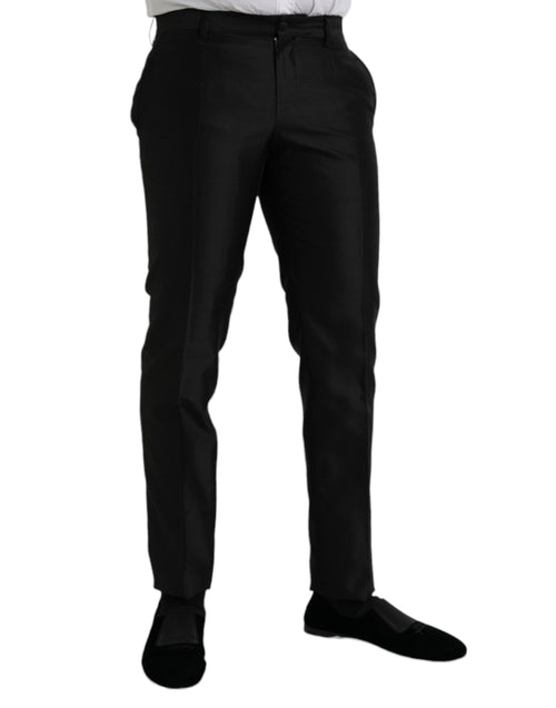 Dolce & Gabbana Black Silk SlimFit Dress Formal Men's Pants