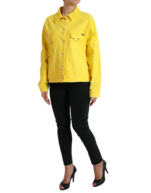 Dolce & Gabbana Yellow Cotton DENIM Jeans Coat Women's Jacket