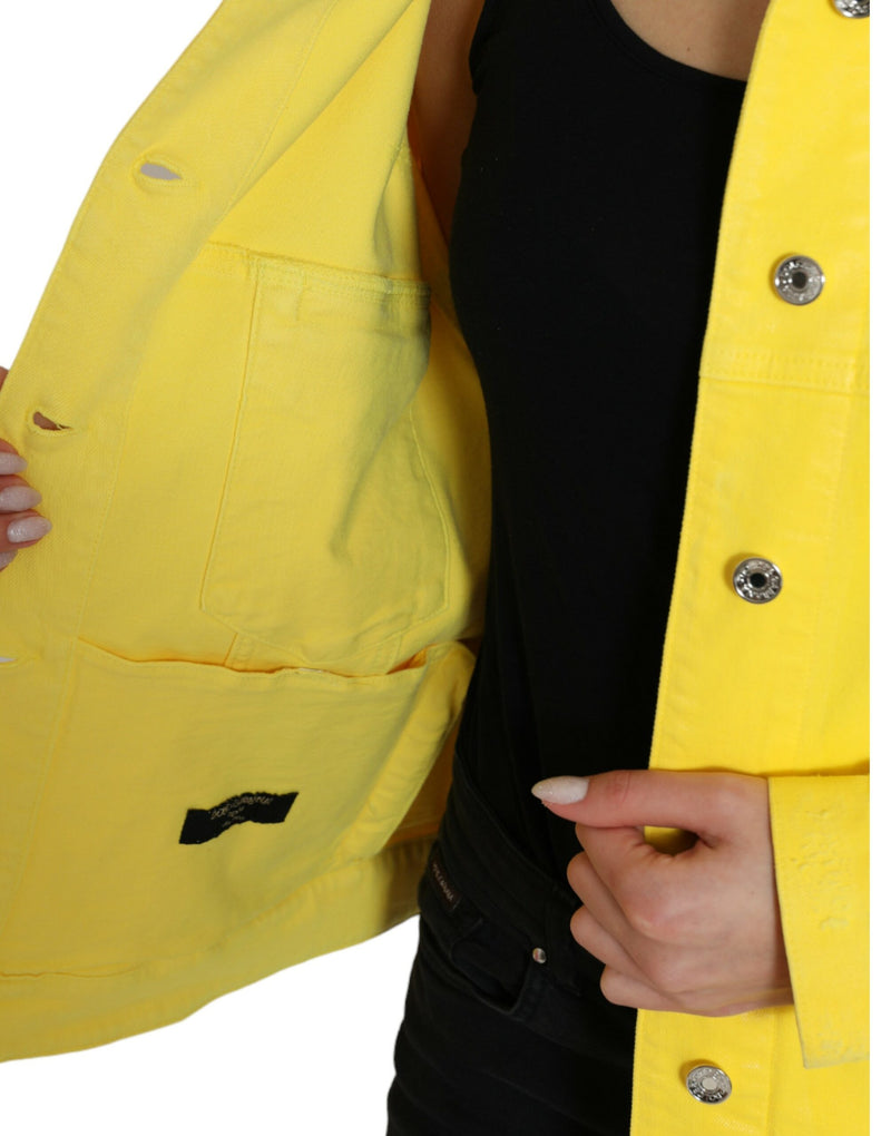 Dolce & Gabbana Exquisite Yellow Denim Button-Down Women's Jacket
