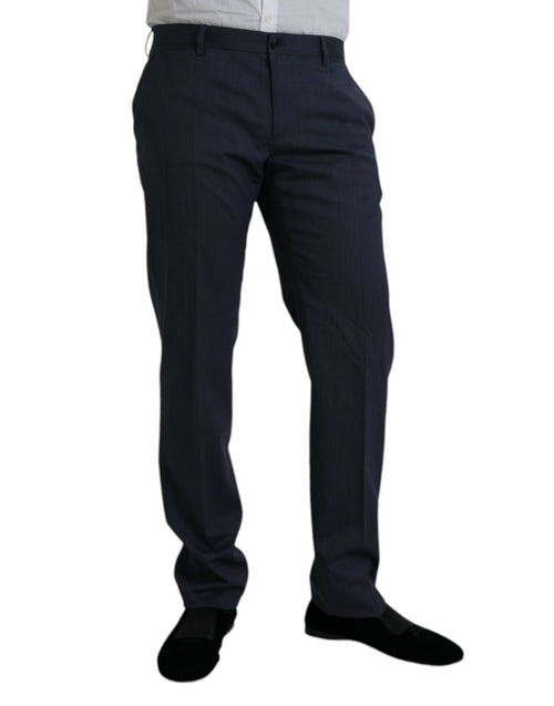 Dolce & Gabbana Blue Wool Slim Fit Dress Formal Men's Pants