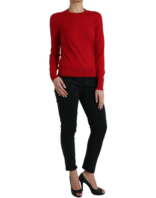 Dolce & Gabbana Red Wool Knitted Crew Neck Pullover Women's Sweater