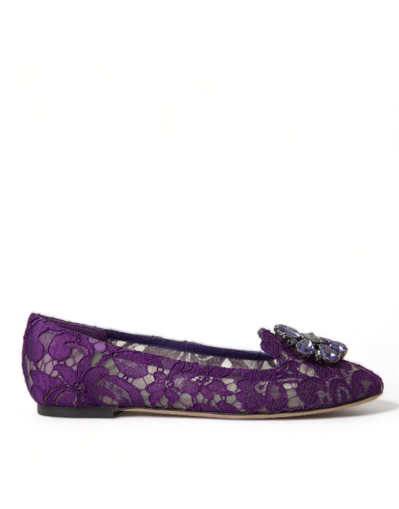 Dolce & Gabbana Elegant Floral Lace Vally Flat Women's Shoes