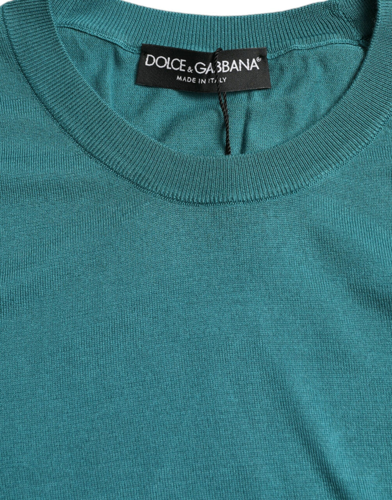 Dolce & Gabbana Elegant Silk Crew Neck Pullover Men's Sweater