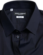Dolce & Gabbana Elegant Navy Jacquard Dress Men's Shirt