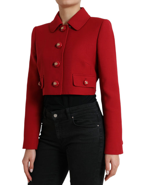 Dolce & Gabbana Red Virgin Wool Cropped Women's Jacket