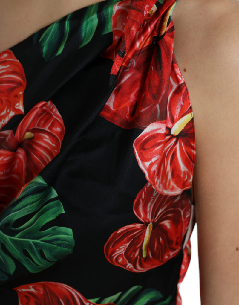 Dolce & Gabbana Tropical Elegance Silk Draped Women's Dress