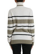 Dolce & Gabbana Italian Striped Wool Turtleneck Women's Sweater