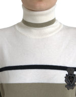 Dolce & Gabbana Italian Striped Wool Turtleneck Women's Sweater