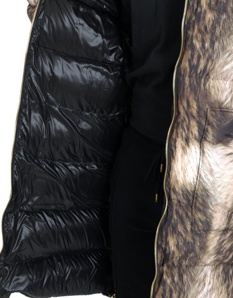 Dolce & Gabbana Parka Brown Full Zip Hooded Long Coat Men's Jacket