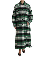 Dolce & Gabbana Elegant Green Plaid Long Women's Coat
