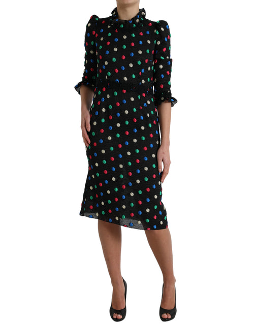 Dolce & Gabbana Elegant High Neck Polka Dot Midi Women's Dress
