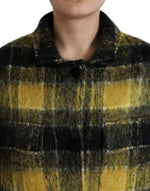 Dolce & Gabbana Chic Plaid Long Coat in Sunshine Women's Yellow