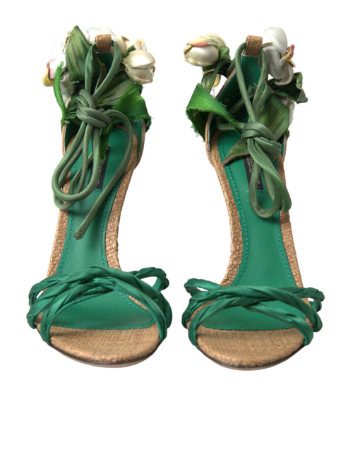 Dolce & Gabbana Emerald Elegance Satin Women's Heels