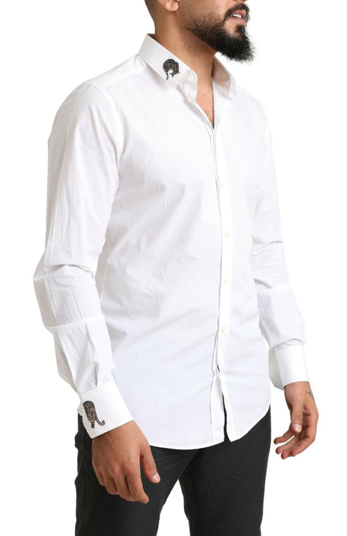 Dolce & Gabbana Italian Elegance Slim Fit White Cotton Men's Shirt