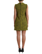 Dolce & Gabbana Houndstooth Knitted Chic Yellow Mini Women's Skirt